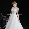 Elegant Tulle Lace Appliques short Sleeve Ball Gown Wedding Dress For Bridal